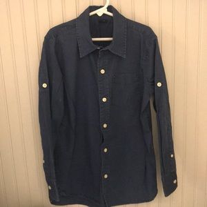 Boys navy blue button down shirt